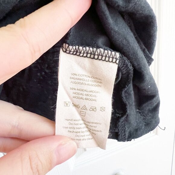 Free People Black Cowl Neck Short Sleeve Cotton Blend Tee Women's Size Small S - Picture 5 of 6